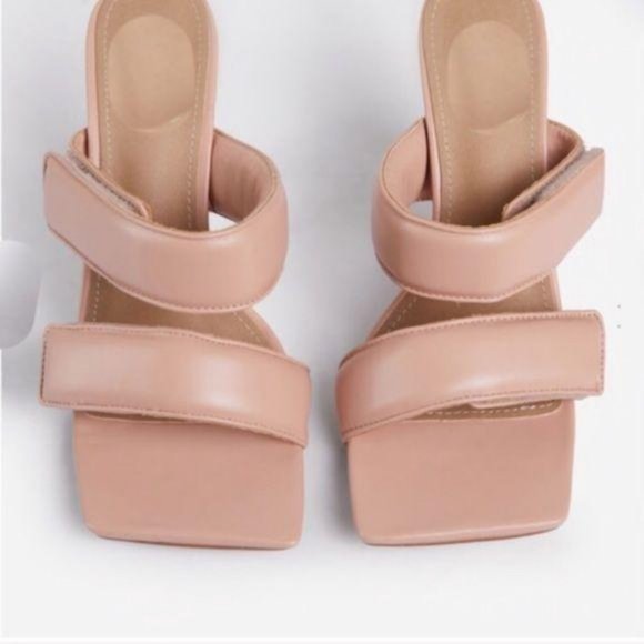 Padded Velcro Square Toe Mules in Blush Nude - Picture 6 of 9